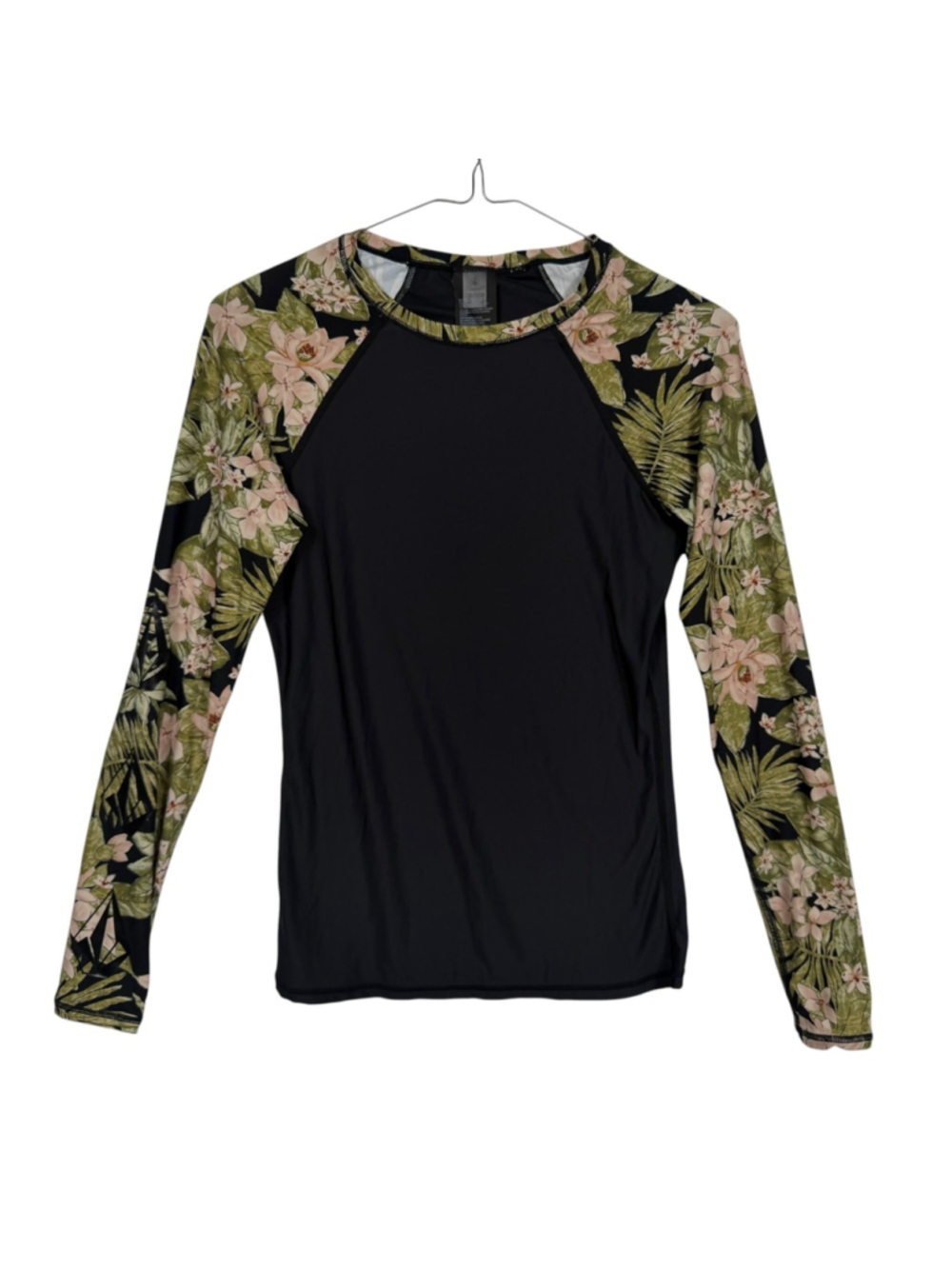 Volcom Simply Core Rashguard Shirt Black Floral UPF Sun Protection Womens Small